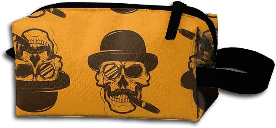 RPBAG Skull With Cigars Printing Cosmetic Bag Toiletry Bag Handy Bag Travel Makeup Beauty Bag Storage Bags Organizer Pouch Bag For Home,Office,Travel