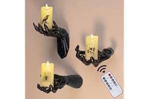 ALFEVA Halloween Decorations Indoor/Outdoor,3pcs Creepy Hands Wall Mountable with 3pcs Halloween led Lights and Remote Controlled,Halloween Wall Decor,Gothic Wall Decorations Indoor