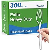 Dealusy 300 Count Extra Heavy Duty Clear Plastic Forks Disposable, BPA-Free, Heat Resistant, Solid and Durable Disposable Forks Bulk, Premium Plastic Forks heavy duty for Party Supply