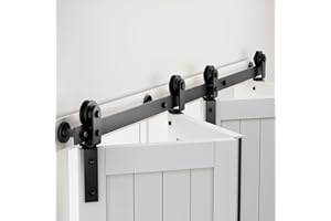 ZEKOO 60" Bifold Barn Door Hardware Track Kit Barn Door Bifold Closet Door for Four 14” Doors, Top Mount and Side Mount, Smoo