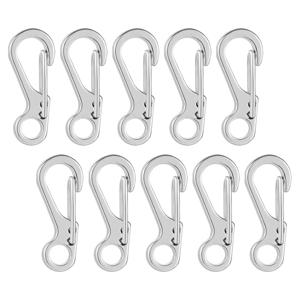 INOOMP 10pcs Keychain Pocket Stainless Quick-release Keyring Climbing Practical Clip Chain Hooks Outdoor Accessories Camping Rings Using Release Elastic Metal for Back Hook Mini Clasps