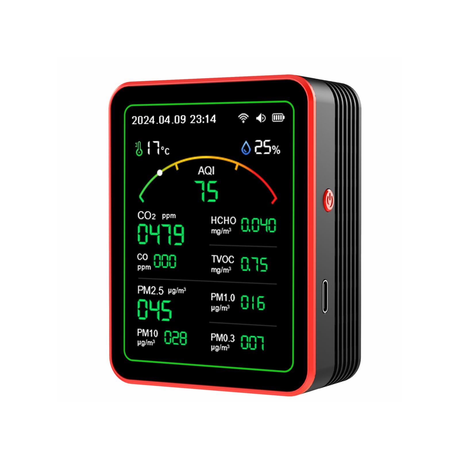 Photo 1 of 15-in-1 Air Quality Monitor Smart Air Quality Tester with CO2/HCHO/TVOC/AQI/PM0.3/PM1.0/PM2.5/PM10/Temperature/Humidity/Time/Alarm Clock/Timer/Countdown Timer Mobile APP WiFi for Home & Office