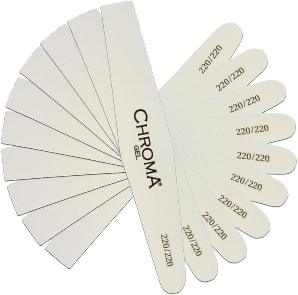 12x Chroma Gel Nail File 220|220 Grit White | pack of 12