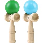 Sghgcvjjf Kendama Toy Wooden Catch Ball Skill Game 2-Pack, Blue and Green | Solid wood skill toy for kids, adults, parent-child play, hand-eye coordination, outdoor, school, party games, gifts