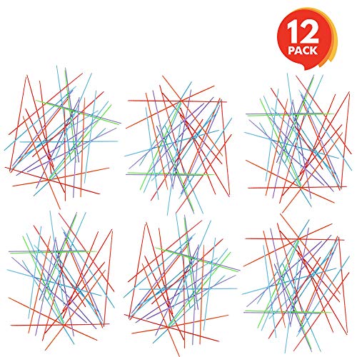 Gamie Plastic Pick-up Stick Sets (Pack of 12) | Each Set Separately Packed with Instructions | Great School Carnival Prize & Party Favors for Boys and Girls