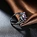 FENDINA Black Gold 18K Wedding Ring Heart Emerald Dark Purple Amethyst Inlay Fashion Ruby CZ Created Ring Engagement, Size 8