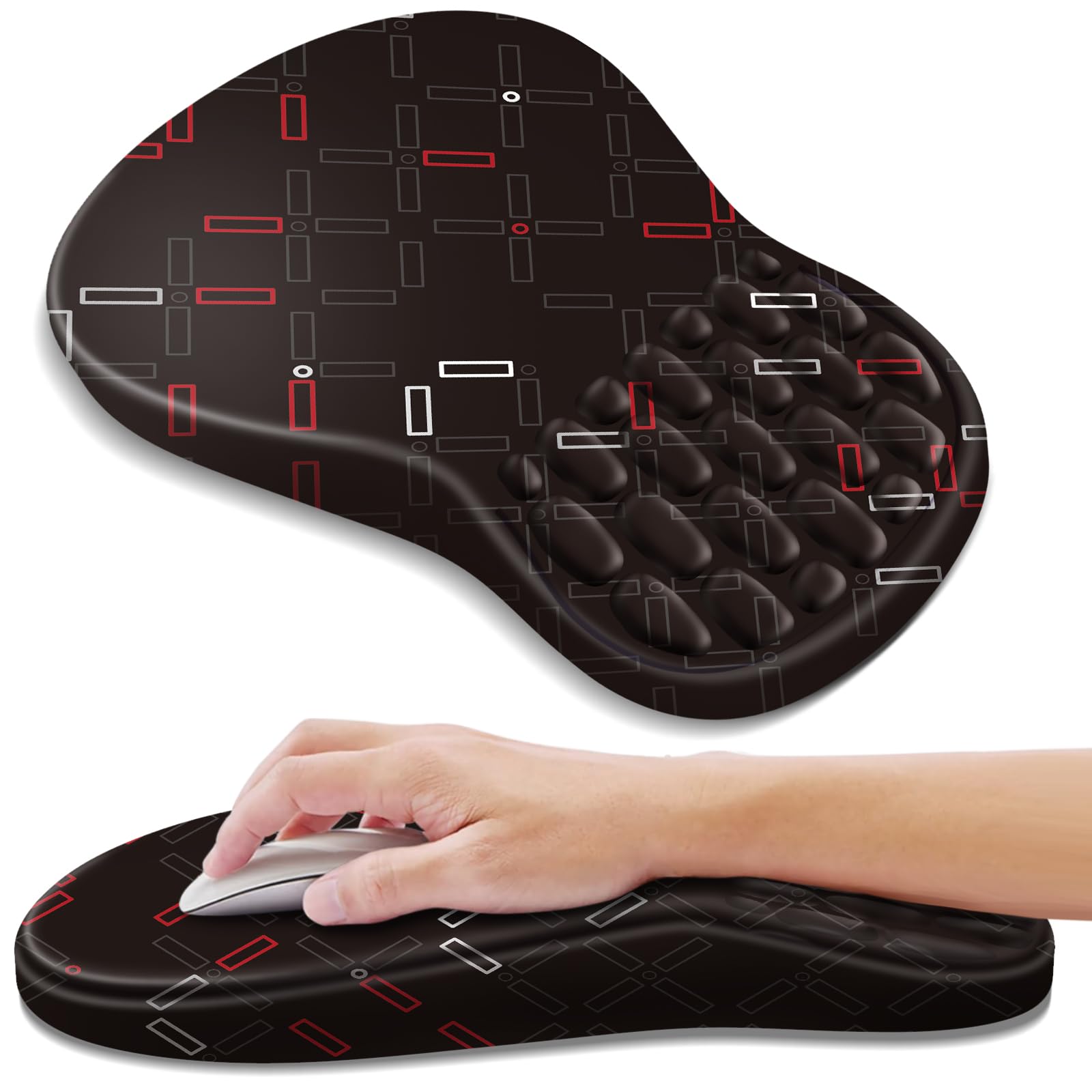 Photo 1 of YIWEI Ergonomic Mouse Pad with Wrist Rest Support, Mousepad with Comfortable Memory Foam Wrist Rest and Non-Slip PU Base for Pain Relief, Computer, Laptop, Office, Home (Black-1)