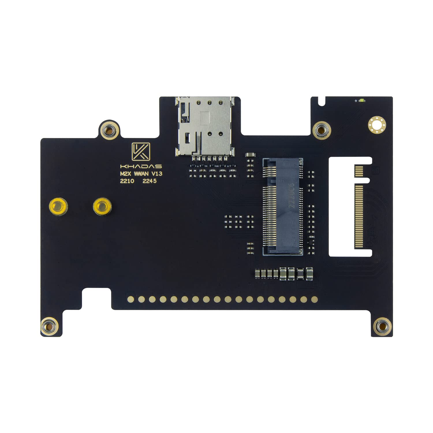 Khadas M2X WWAN Extension Board with M.2 Slot for Adding a 4G/5G LTE Module Support Nano-SIM Card Slot/18-Pin GPIO Header/4G/5G Active LED