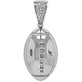 Charm America Silver Football Pendant with Cubic Zirconia Stones - 925 Sterling Silver - Football Pendant - Hiphop Jewelry