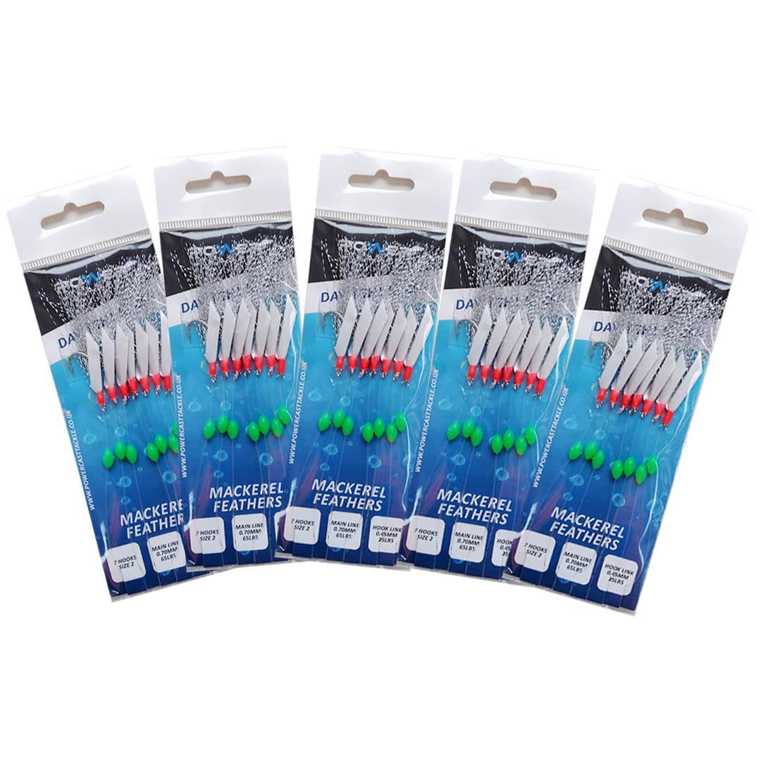7 Hooks Mackerel Feathers (5 pack) (Daylight Flash)