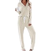 Aamikast Women's Pajama Sets Long Sleeve Button Down Sleepwear Nightwear Soft Pjs Lounge Sets