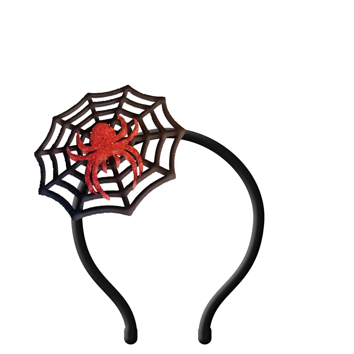 Folat 23856 23856-Happy Spider Web Headband Tiara with Spider Black with Red Halloween Party Multicoloured