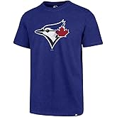 '47 MLB Men's Distressed Imprint Match Team Color Primary Logo Word Mark T-Shirt (Toronto Blue Jays Blue, Small)