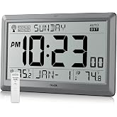 HODIK Atomic Wall Clock with Indoor Outdoor Temp, Digital Clocks(Silver) | 10.5 inch Clocks Battery Operated DST Atomic Clock Wall for Living Room Bedroom Temperature Humidity Weather Station Clock