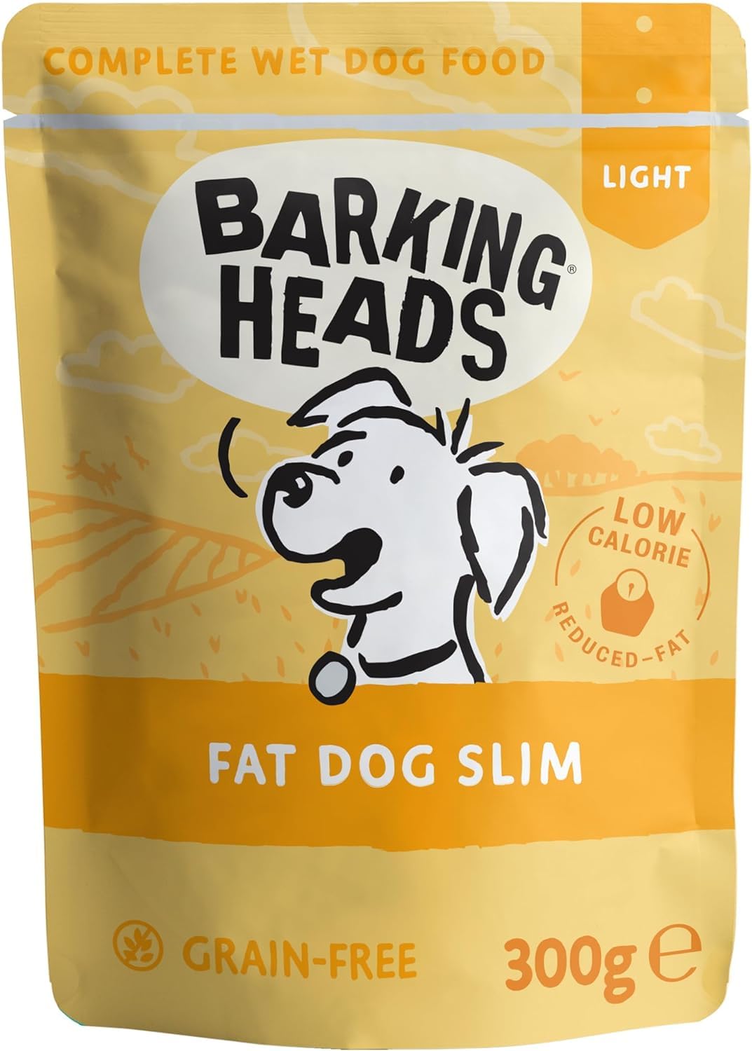 Barking Heads Low-Calorie Wet Dog Food - Fat Dog Slim (10x300g) - 85% Natural Free-Run Chicken with No Artificial Flavours - Grain-Free Recipe with Reduced Fat