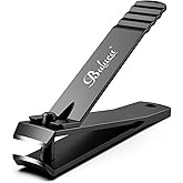 BALUCA Curved Toenail Clipper for Thick Nails, Heavy Duty Stainless Steel Toe Nail Clippers for Seniors, Men & Women, Stainless Steel Nail Cutter for Accurate Trimming and Grooming (All Black)