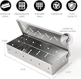 BenkerEsti Smoker Box for BBQ Grill Wood Chips Hinged Lid Charcoal & Gas view 2