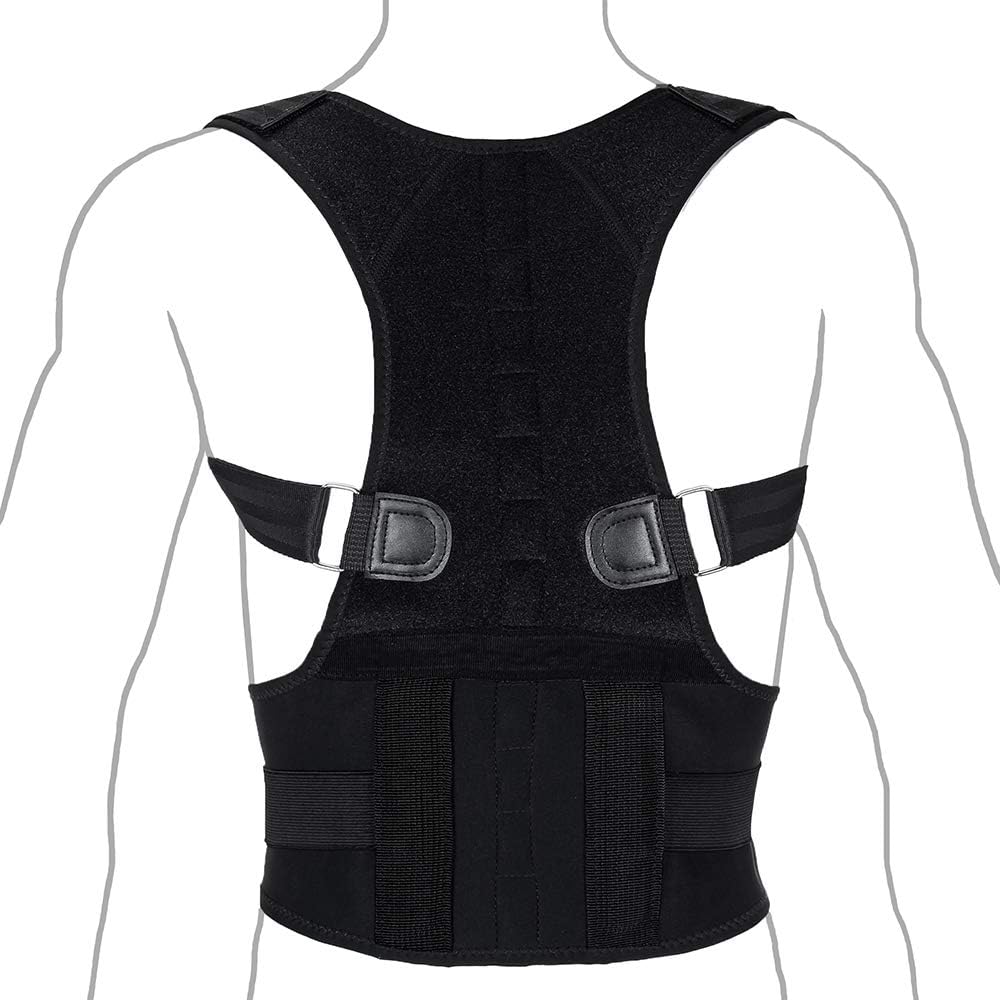 Zinmark Therapy Magnetic Posture Corrector Shoulder Support, Back Brace Belt-Full Spine and Back Pain Relief with Magnets-for Women and Men - Black S