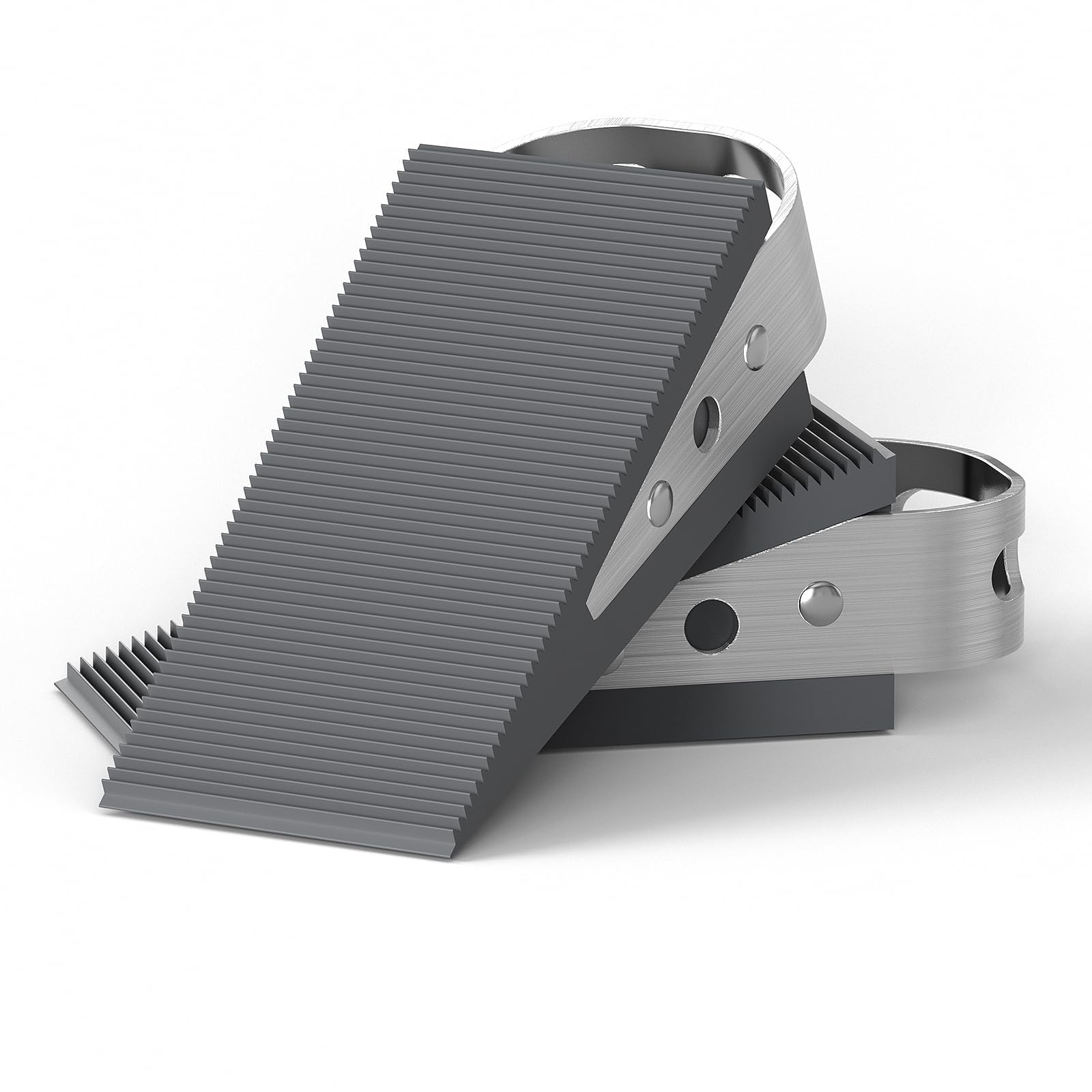 FLORA GUARD 2 Pack Door Wedge Rubber - Heavy Duty Door Stops, Non-Scratching, Non-Slip Door Stopper with 2 Stainless Steel Holders (Grey)