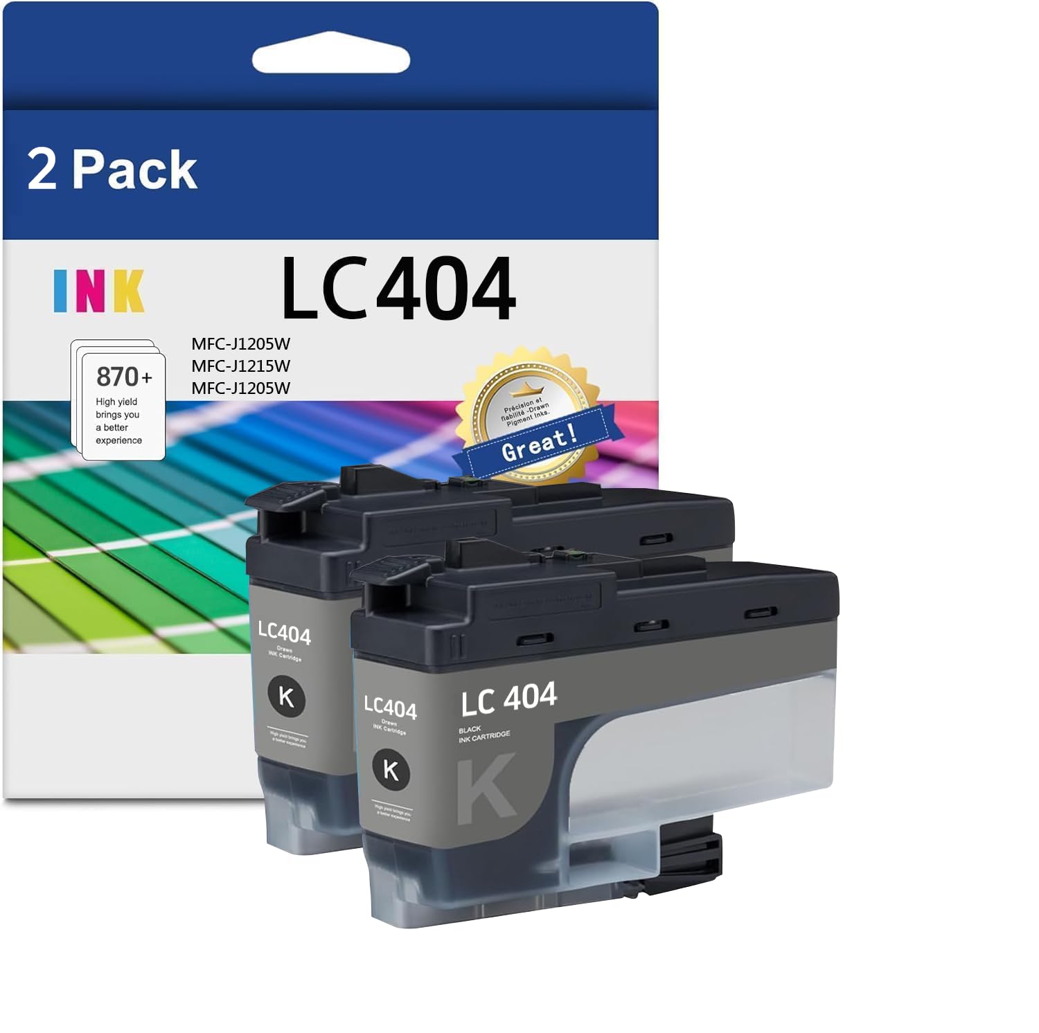 Photo 1 of LC404 BK LC404 Black Ink Cartridges for Brother Printer for Brother lc404 Ink Cartridge LC404 lc404bks Compatible with MFC-J1205W, MFC-J1205W, MFC-J1215W Printer?2 Black?