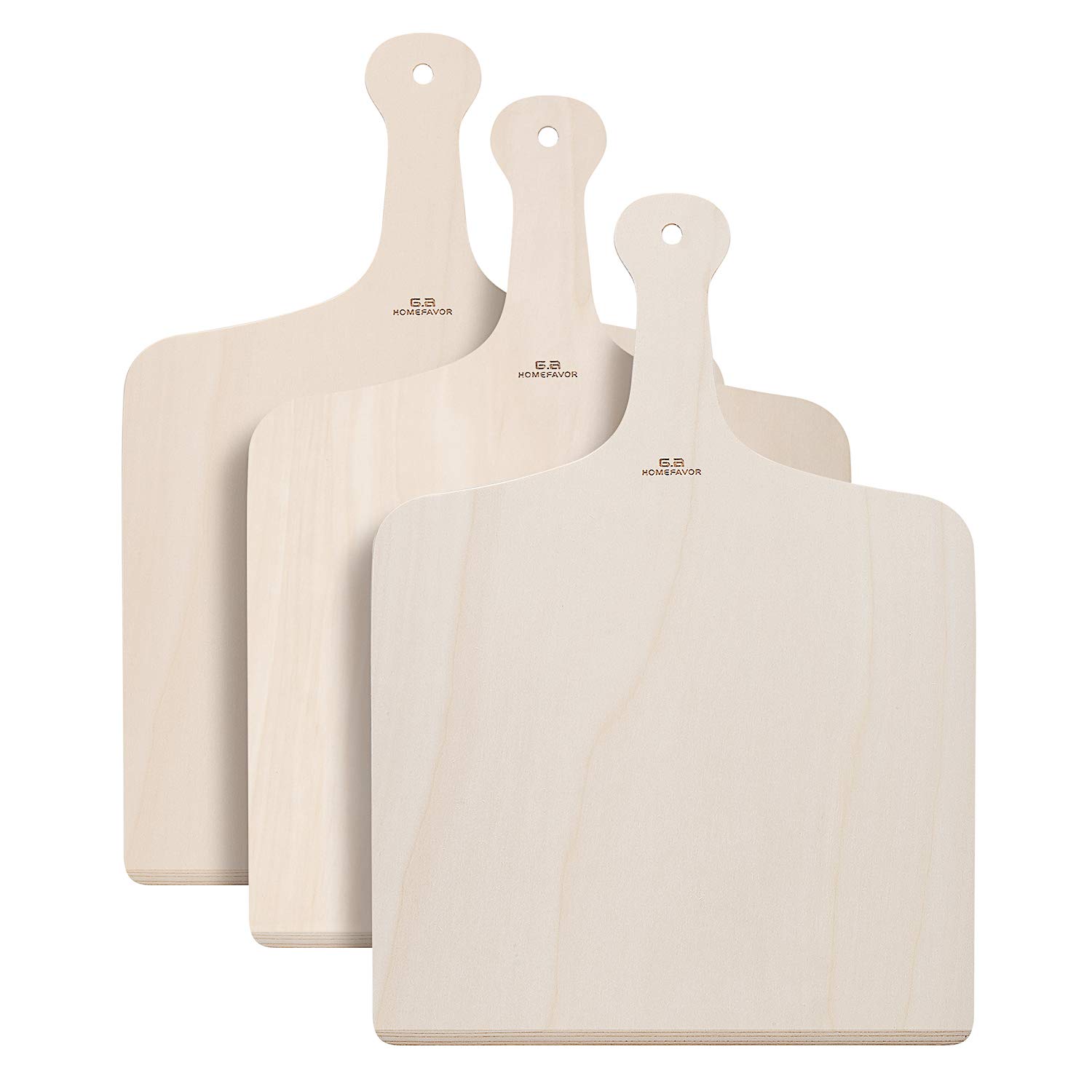 G.a HOMEFAVOR 3 Pieces Wood Pizza Peel, Pizza Paddle Serving Board Set Pizza Spatula for Oven or Grill for Homemade Pizza Cake Bread