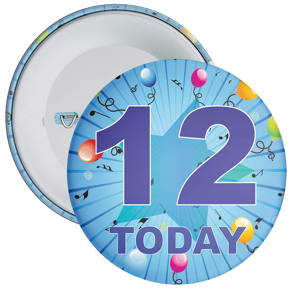 Blue 12th Birthday Badge in a choice of sizes (59mm)
