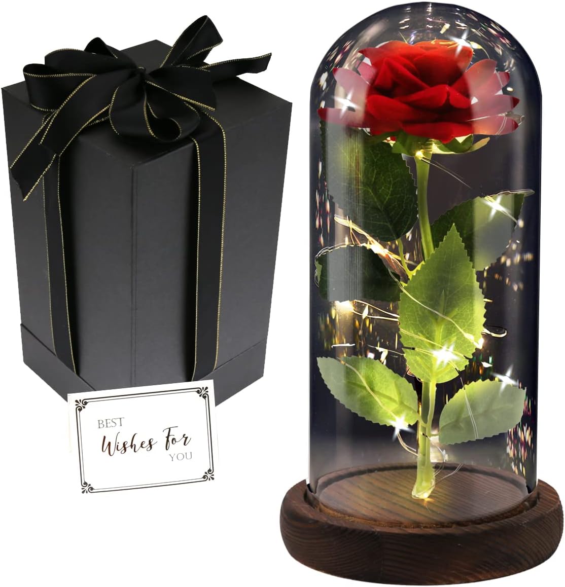 Dried & Preserved Flora - Christmas Day Gifts, Rose Flower Gifts for Women, Beauty and The Beast Rose, Rose Flowers for Valentine's Day Women Gift, Red Galaxy Rose Flowers in A Glass Dome for Girlfriend, Wife