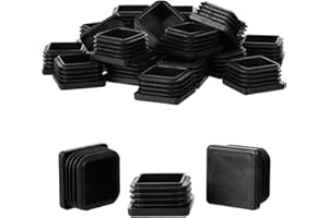 FURNIGEAR 1-1/8" Square Tube End Cap Plastic Plugs Chair End Caps 1.1 Inch (28mm), 1 1/8 X 1 1/8 Tubing Plugs Furniture Sliders Glides Black (Fit 0.95-1.04" Square Tube Inner Size, 24pack)