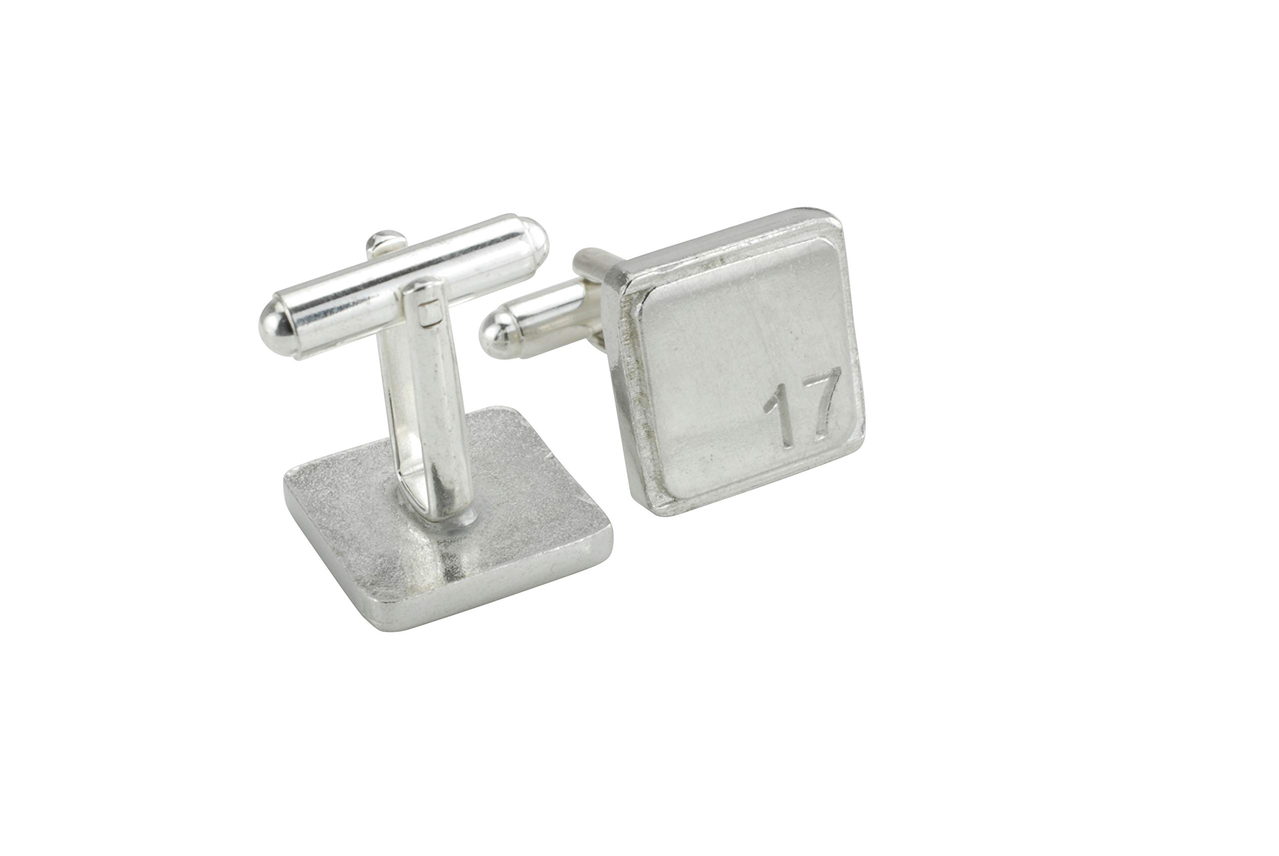 Square Cufflinks with ‘17’ Engraved - 17th Anniversary