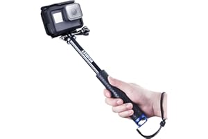 Homeet Extendable Action Camera Selfie Stick, 19" Sports Cameras Selfie Stick Pole Waterproof Telescoping Pole Monopod for DJI OSMO, AKASO, SJCAM, YI, Victure, Qumox, Crosstour