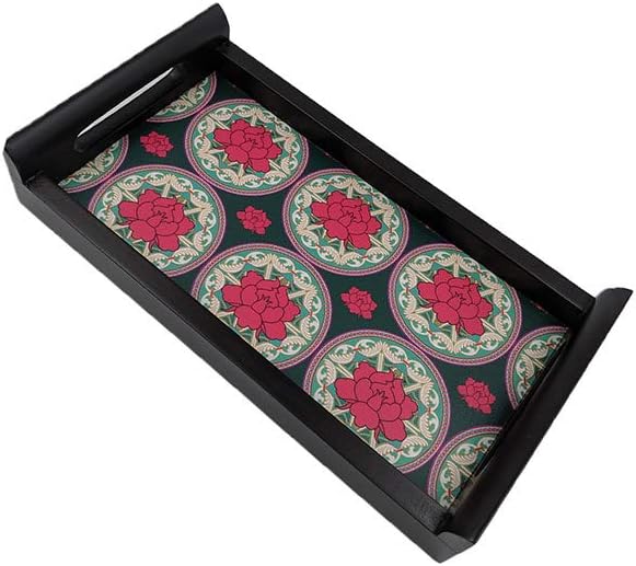 Wise Woods Serving Wooden Tray for Offie Home Decor,Hand Crafted & Printed, Groove (Mini)
