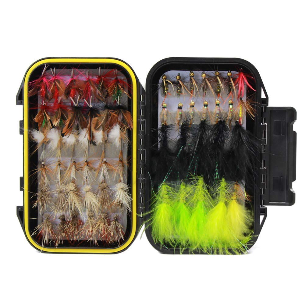 Imitation hand-assorted fly fishing flies, trout, bait, fishing bait, char with waterproof box, Set A 100 Stück