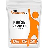 BulkSupplements.com Niacin Powder - Vitamin B3 Supplement, Niacin Flush - Gluten Free, 500mg per Serving, 250g (8.8 oz) (Pack of 1)