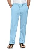 Janmid Men Casual Beach Trousers Linen Summer Pants