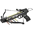 Isaazon 50lbs Self Cocking Hunting Pistol Crossbow with 5 Arrows Black 150 FPS Cross Bow