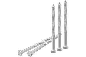 DTGN 5/16" x 5-1/2" Hex Lag Bolts - 5 Pack - for Woodworking, Furniture - 304 Stainless Steel Partial Thread Hexagon Head Lag Screws for Wood - Silver