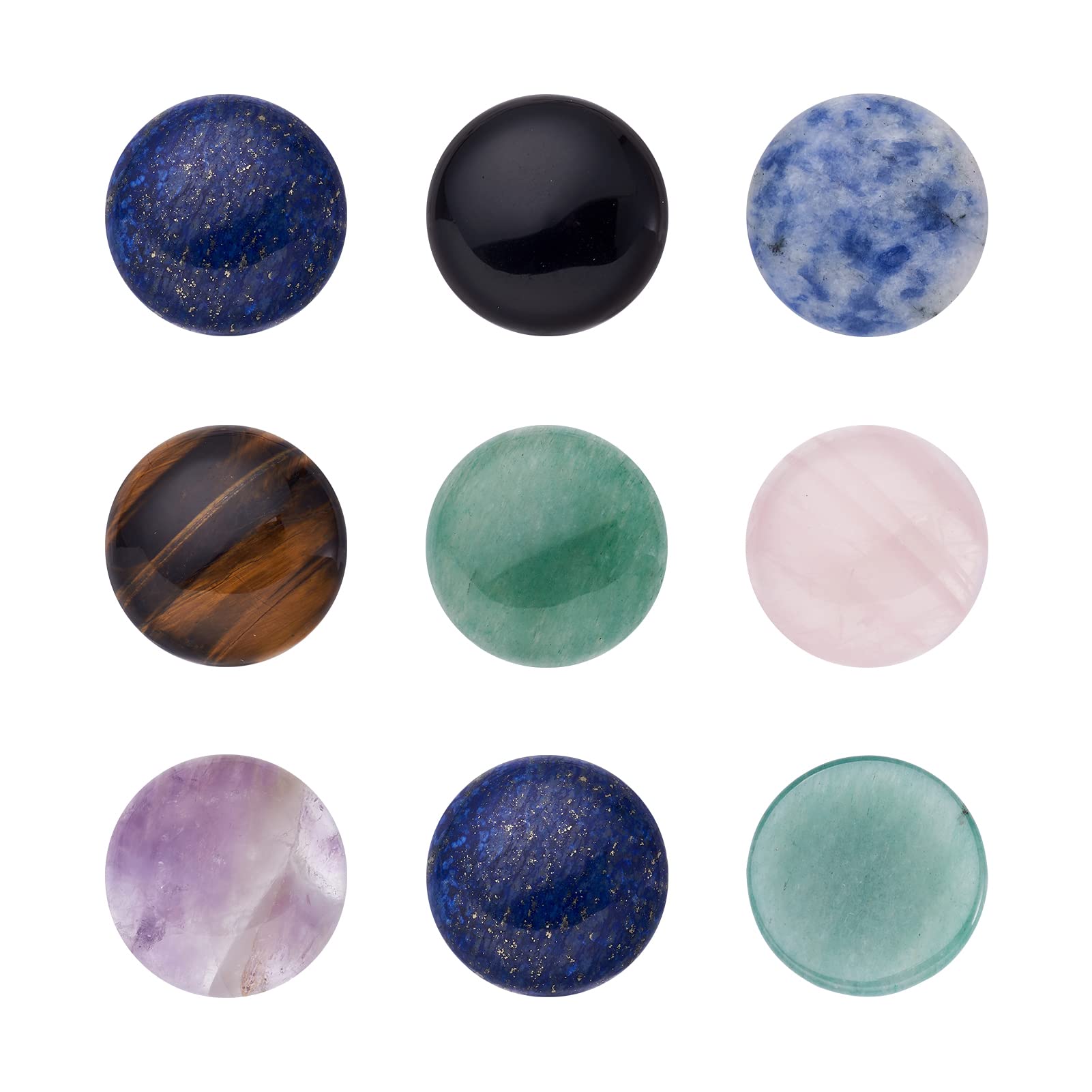 Photo 1 of Fashewelry 14pcs Mixed Natural Gemstone Cabochons 25mm Flat Round Crystal Stone Cab Covers Chakra Healing Stone Beads for Earring, Pendant, Bookmark Cabochon Setting Jewelry Making