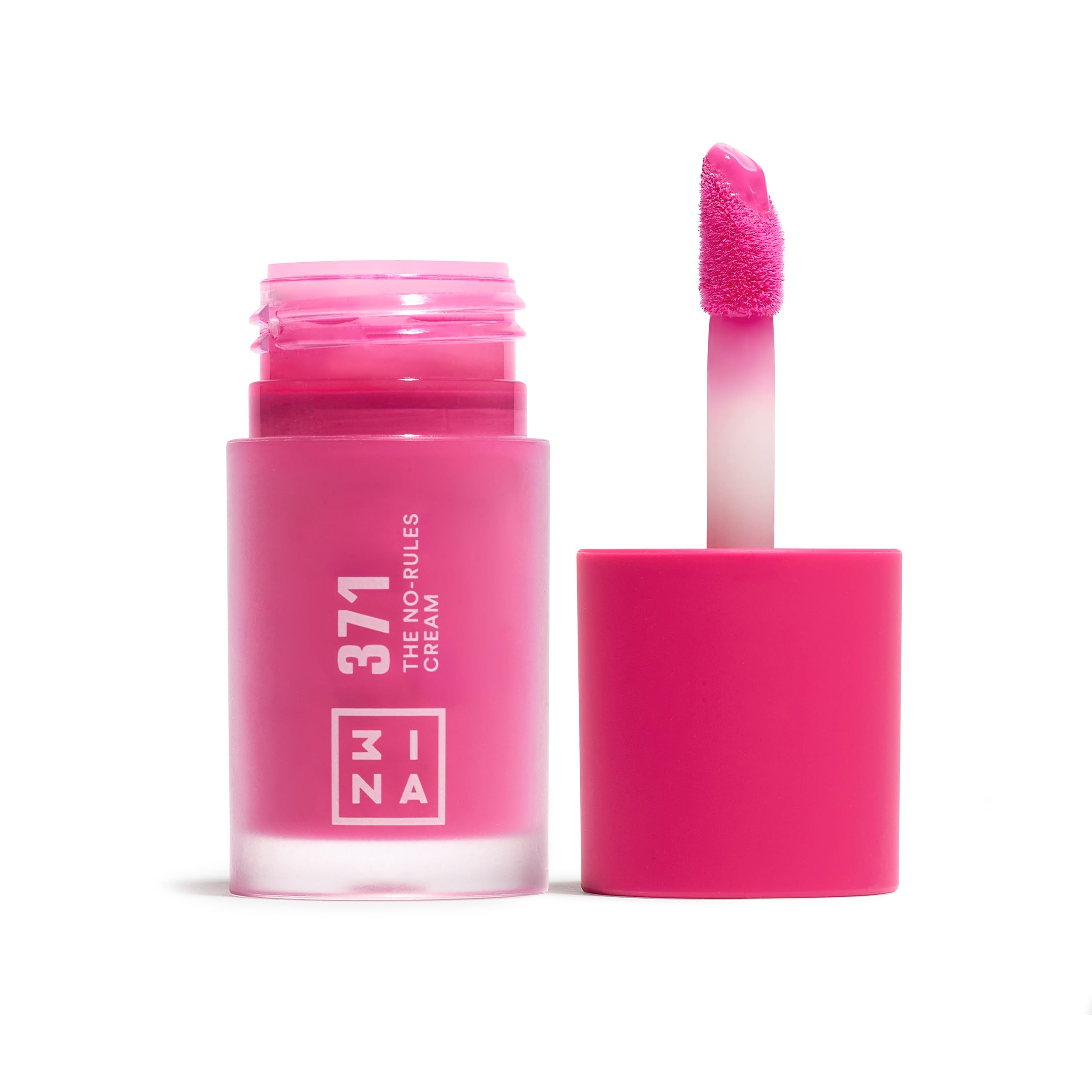 3INA MAKEUP - The No-Rules Cream 371 - Hot Pink Liquid Blush Matte - for Sensitive Eyes Lips & Cheeks with Sweet Almond Oil - Cream for a Natural Finish - Vegan - Cruelty Free