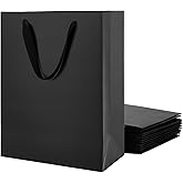 MALICPLUS 12 Large Gift Bags 10x5x13 Inches, Premium Matte Black Large Gift Bags with Handles for All Occasions (Grain Textured Finish)