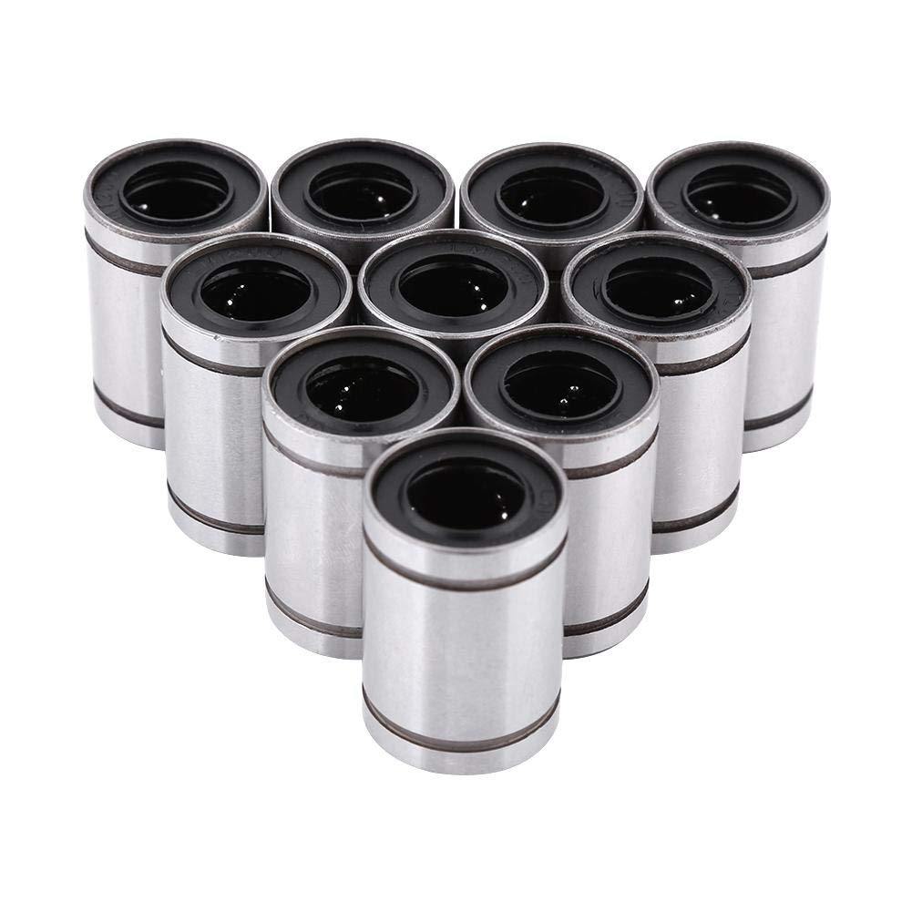 Akozon Linear Motion Bearing, 10pcs Linear Ball Bearings LM12UU 12mm Linear Motion Ball Bearing Bushing for 12mm Rod for Linear Motion on 3D Printer, CNC, and Other Applications