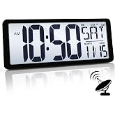 TXL Atomic Clock with Backlight, 14.2" Large Digital Wall Clock Battery Operated, Digital Clock Large Display with Day, Date &amp; Temperature, Large Wall Clock for Bedroom, Livingroom, Office