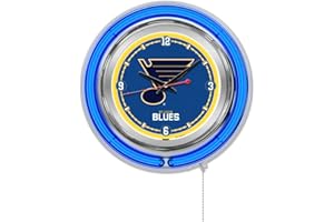 Holland Bar Stool NHL Unisex-Adult Double Neon Ring, 15" Dia. Logo Clock