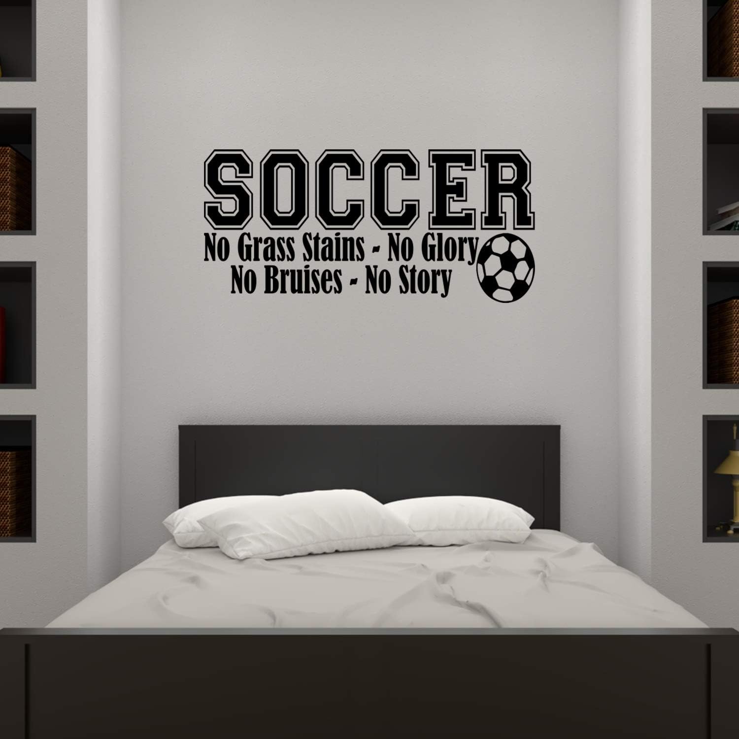 Empresal Soccer Sports Vinyl Wall Decal – No Grass Stains Glory Boys Room Art Lettering, Inspirational Children's Quote, Soccer Stickers, Soccer Ball Stickers, Soccer Room Décor
