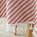 ColorBird Stripe Tassel Tablecloth Cotton Linen Dust-Proof Table Cover for Kitchen Dinning Tabletop Decoration (Round, 60 Inch, Red)