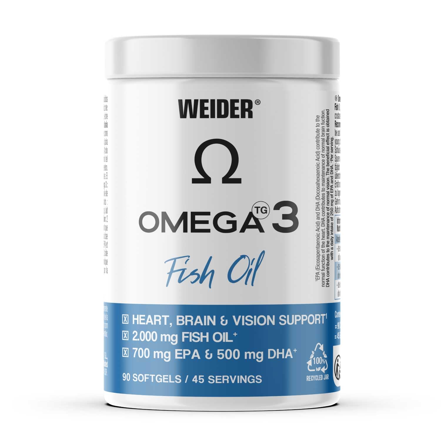 Weider Omega 3 (90 Softgels) with Fatty Acids EPA and DHA, Vitamin E, Support The Normal Functioning of The Heart, Brain and Vision