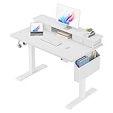 White Electric Standing Desk with Drawers - 40 Inch