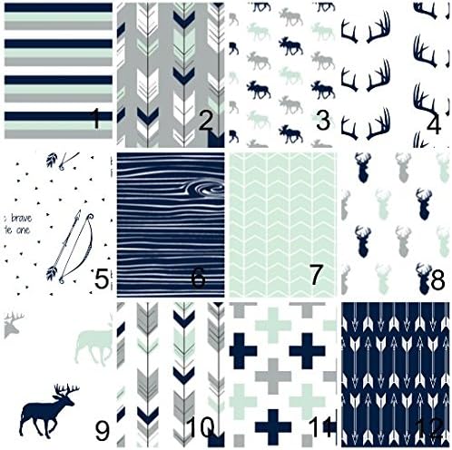 Woodland Deer Navy Mint Boys Crib Bedding Sets