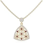 LUSTRE AND LIGHT Natural Gemstone with Moissanite Designer Triangle Pendant Necklaces for Women in Silver/18K Yellow/Rose Gold Vermeil,Birthstone Jewelry Gifts for Her Birthday,Anniversary,Christmas