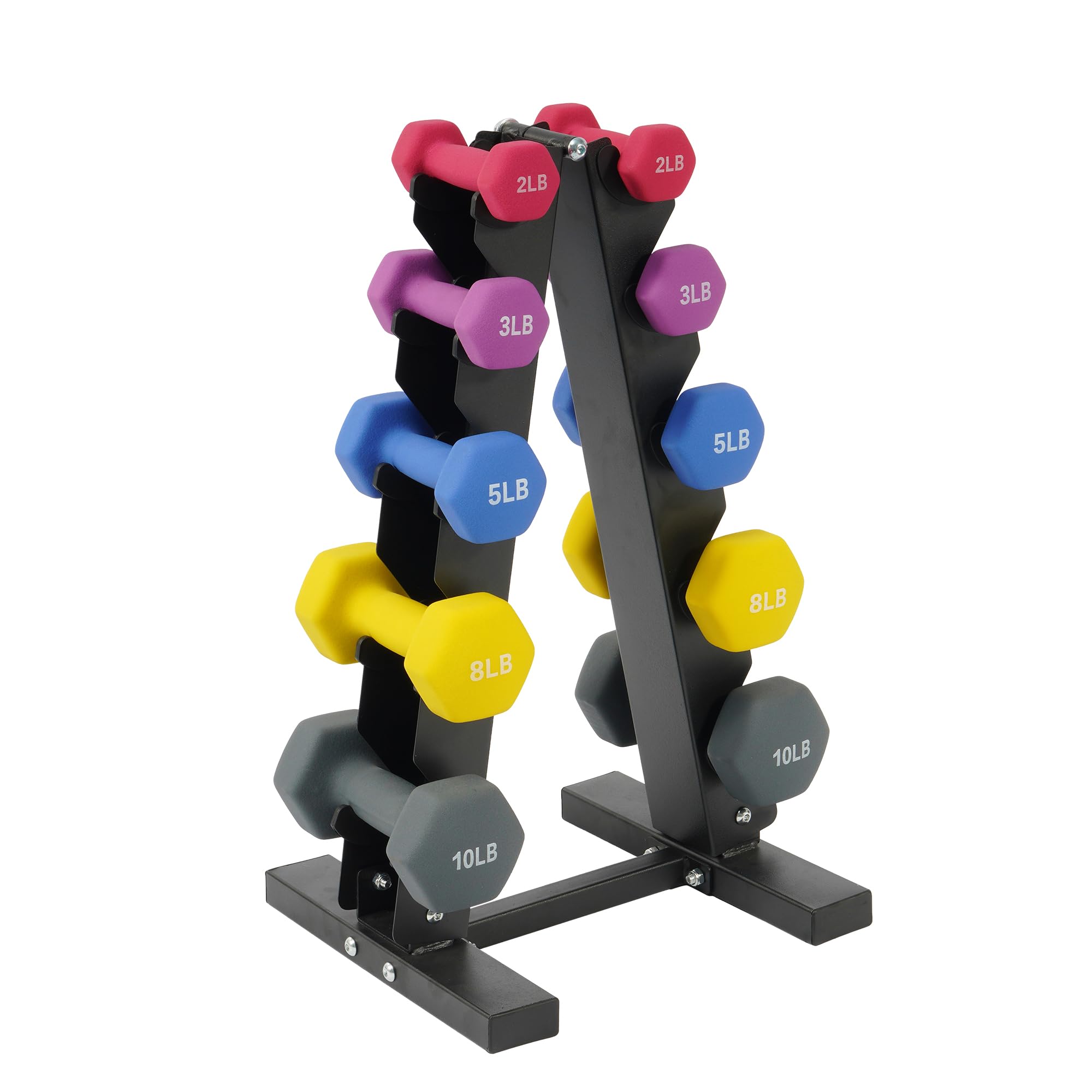 Fitvids Colored Neoprene Dumbbell Set with Rack, Multiple Weight Options, 20LBS, 32LBS, 50LBS and 56LBS Sets Image