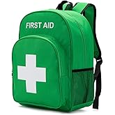 Jipemtra Red Emergency Bag First Aid Backpack Empty Medical First Aid Bag Treatment First Responder Trauma Bag for Camping Cycling Hiking Daycare Outdoors (Green)